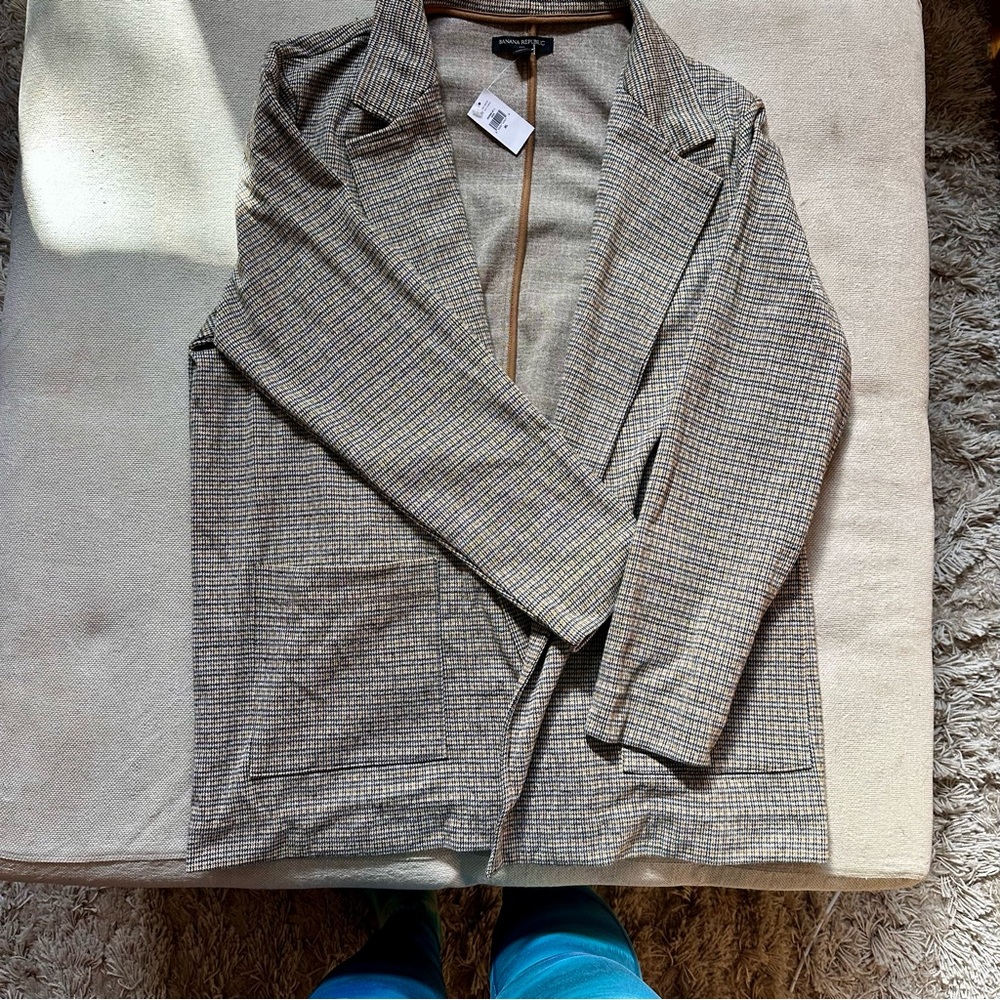 Banana Republic Factory Houndstooth Blazer in Brown and Black